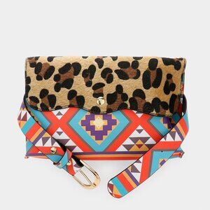 Leopard Patterned Faux Leather Fanny Pack / Belt / Crossbody Bag